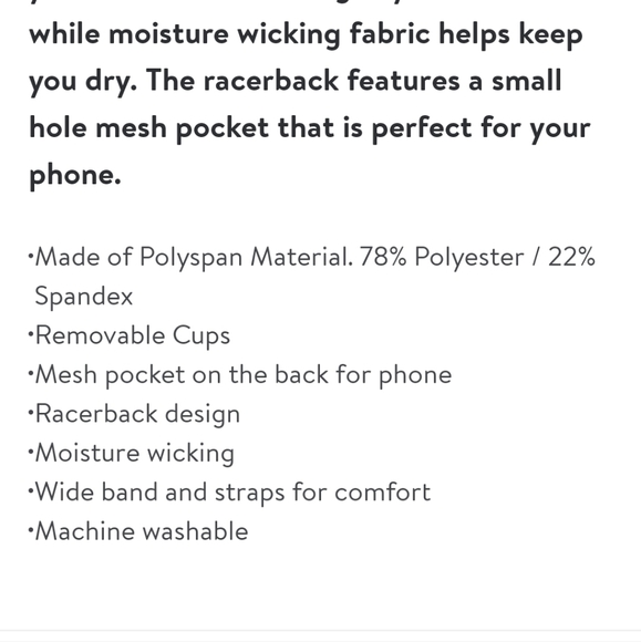 Reebok Women's Essential Sports Bra with Back Pocket and Removable Cups - Picture 6 of 8